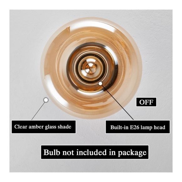 Mid-Century Modern Amber Flush Mount Ceiling Light - Picture 10 of 11